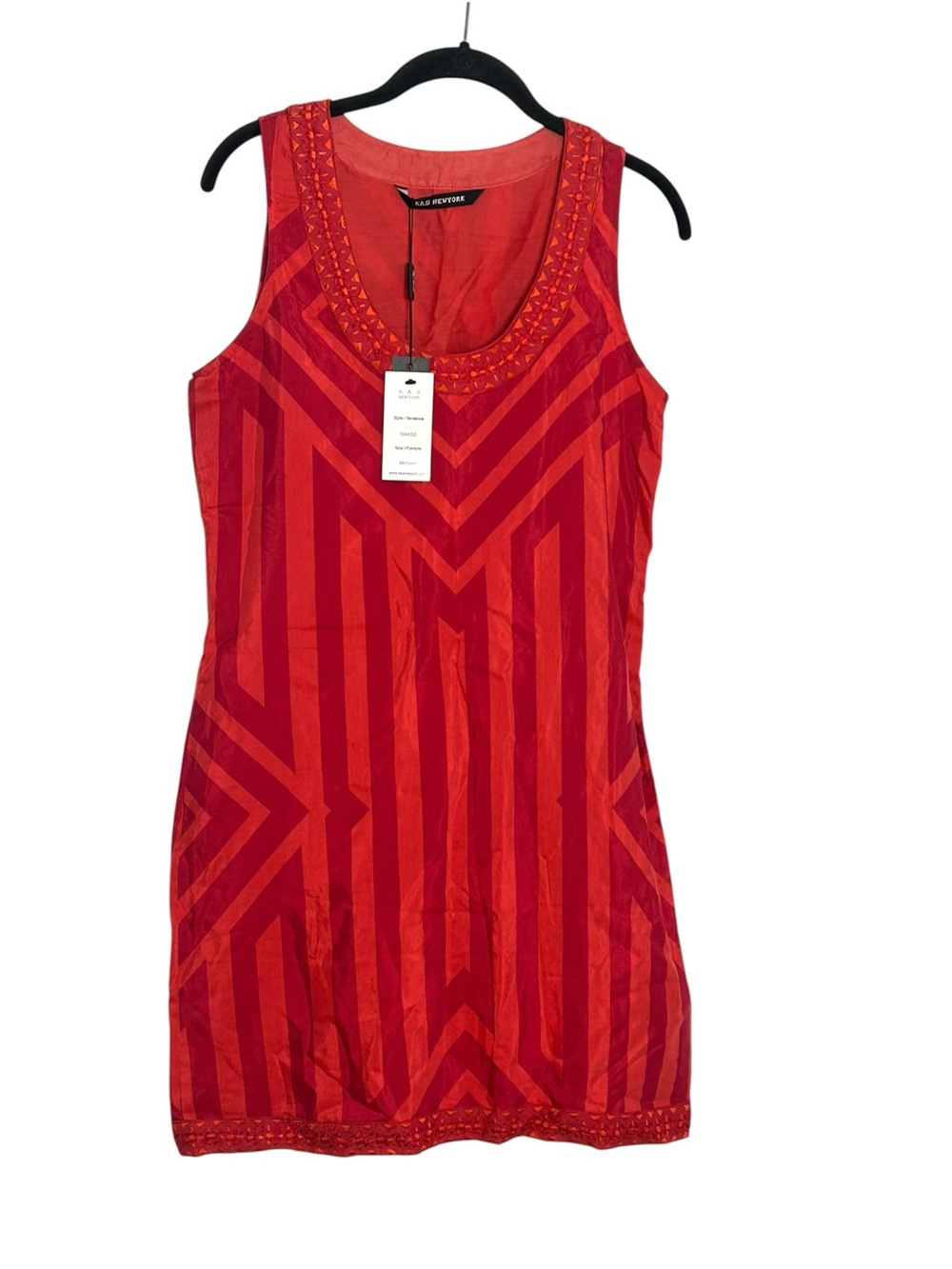 KAS New York Silk Cotton Embroidered Geometric Shift Dress Medium NWT